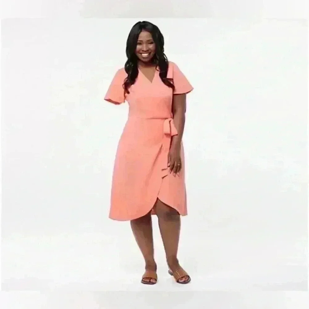 NWOT | Yarrow Tiffany Adaptive Wrap Dress | Women’s Size L | Coral